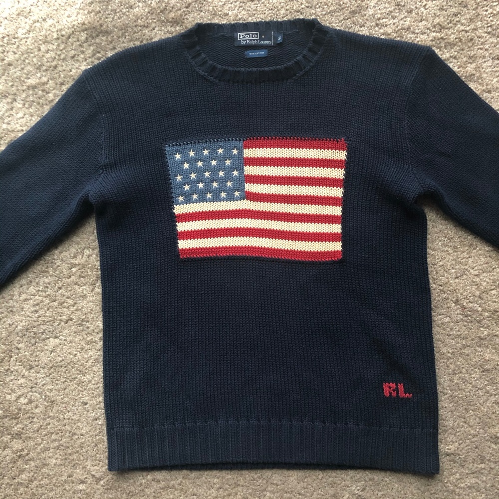 Polo Ralph Lauren Vintage USA Flag Navy Sweater